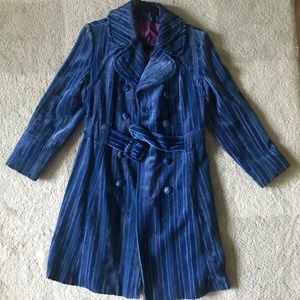 Vintage Blue Velvet Trench Coat